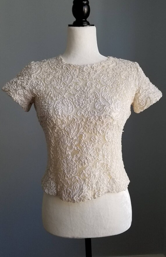 Vintage Lace Top, Bridal Crop Top, Alencon Lace To