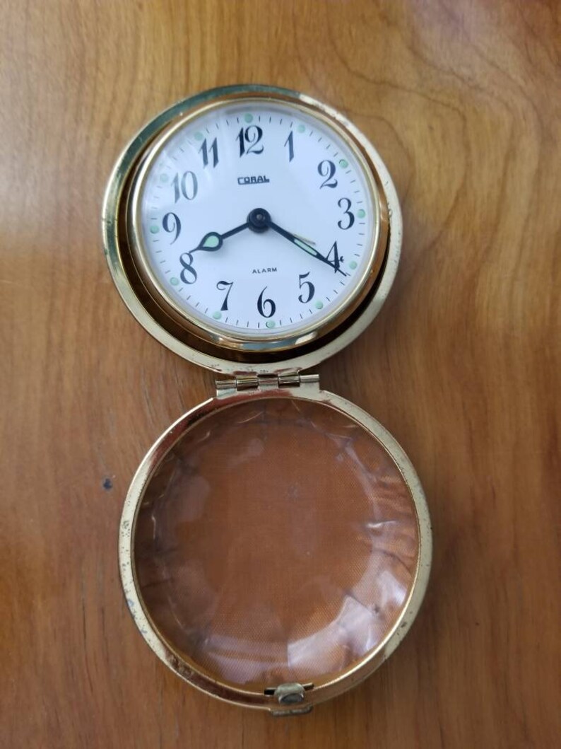 Travel Alarm Clock Vintage Coral Bedside Clock Mid Century Etsy