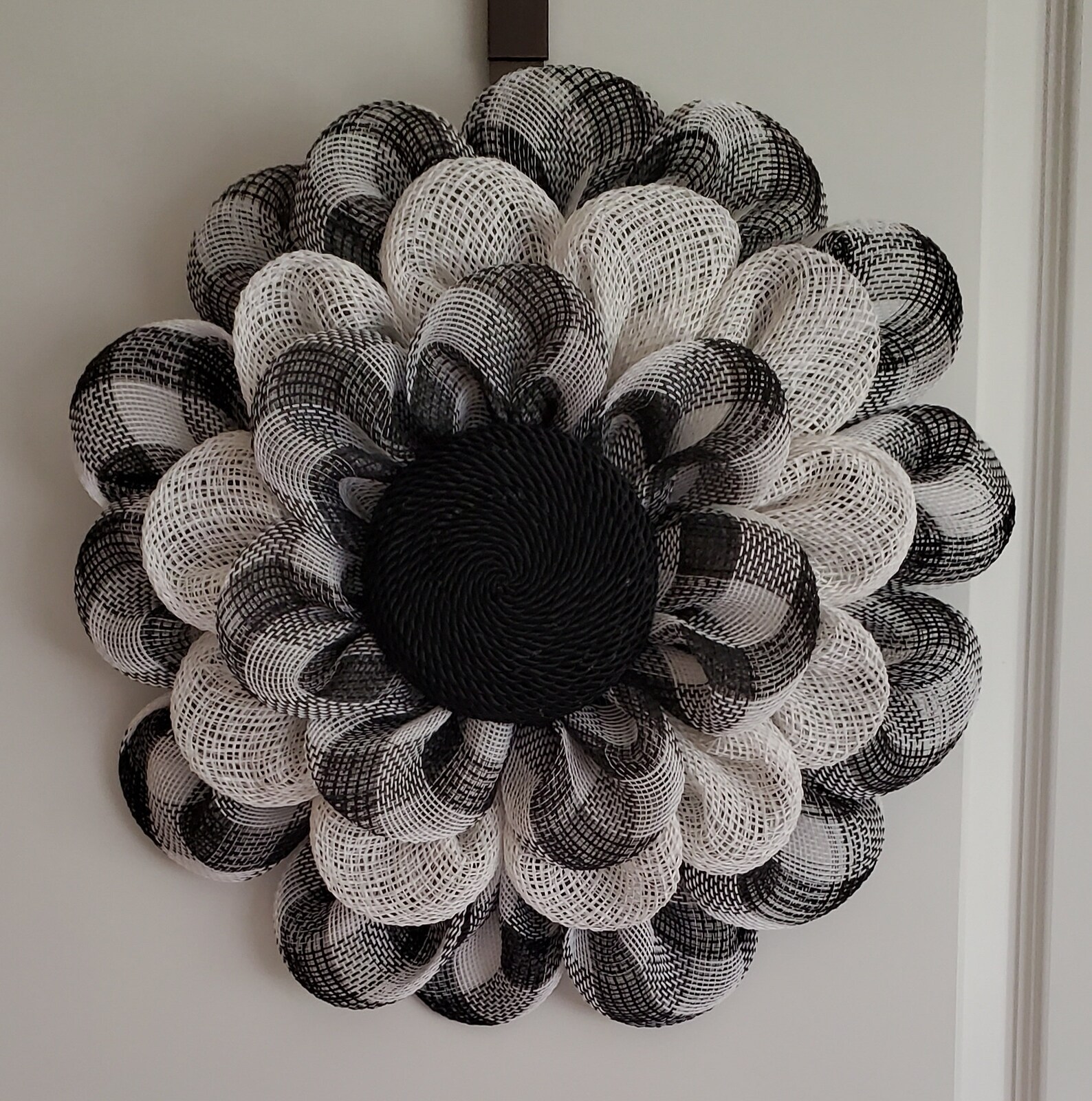 Poly Burlap Mesh Flower Wreath Etsy