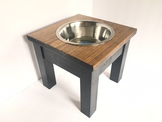 Single Bowl Dog Feeder Stand Rustic 