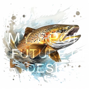 Brown Trout in River | 4 High Quality PNG| Sublimation | Digital Download | T-shirt Designs | Animal Painting | Cute Animal Clipart