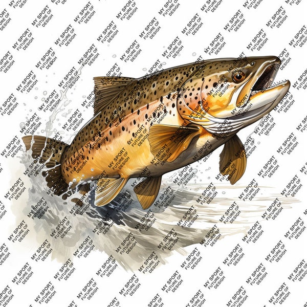 4 Brown Trout High Quality PNG| Sublimation | Digital Download | T-shirt Designs | Animal Painting | Cute Animal Clipart