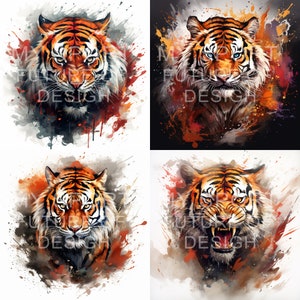 4 Tiger w/ Splash High Quality Vector | Sublimation | Digital Download | T-shirt Designs | Animal Painting | Cute Animal Clipart |
