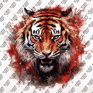 4 Tiger Watercolor w/ Splash High Quality Vector | Sublimation | Digital Download | T-shirt Designs | Animal Painting | Cute Animal Clipart