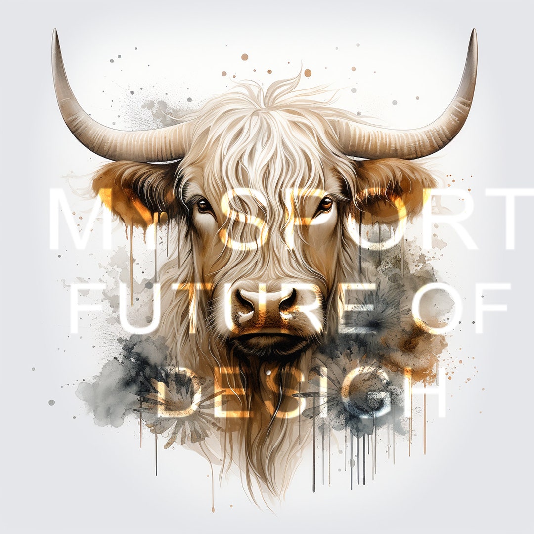 4 Highland Coo Cow Abstract Paintings High Quality PNG| Sublimation ...