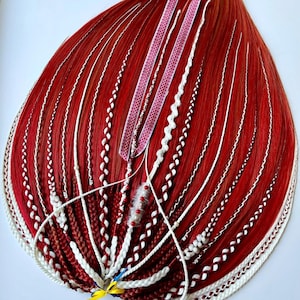 Rood gekrulde dreadlocks-extensies – dubbelzijdig synthetisch haar voor cosplay, festivals en Halloween