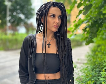 Brown & Black Synthetic Dreadlocks Extensions: 55pcs Boho Set