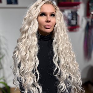Platinum Blonde Wavy Hair Extensions: Boho Mermaid Style