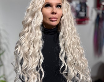 Platinum Blonde Wavy Hair Extensions: Boho Mermaid Style