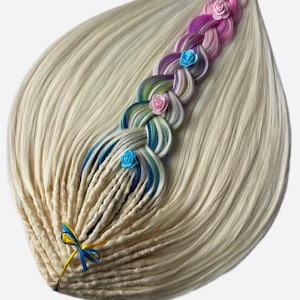 Synthetic dreadlocks blond with rainbow accent  dreads extensions double ended dreads boho style