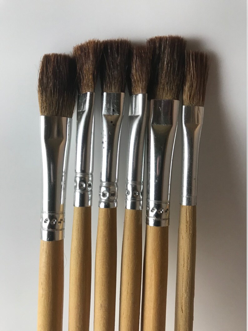 Paint Brushes Natural Hair Brushes Flat Brushes Craft Etsy