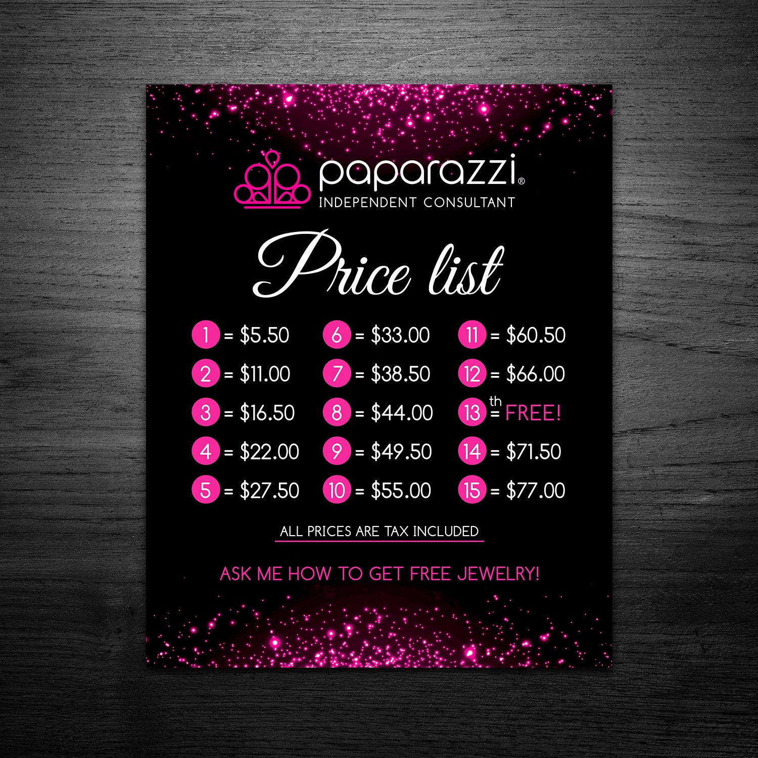 Paparazzi Price List 8x10 for paparazzi consultant Digital | Etsy