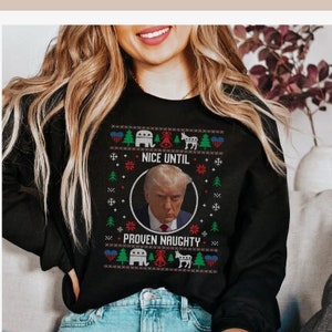 Ugly Christmas Sweater Funny Trump Mug Shot Sweatshirt Holiday Party Season Outfit Ugly Chhristmas Sweater for Him for Her for Dad for Mom