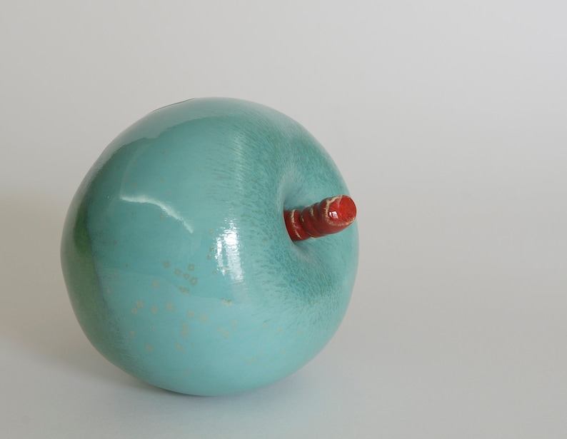 Coffee Table Decor Turquoise Apple Unique Wedding or Anniversary Gifts Modern Home Decor Handmade Ceramics image 3