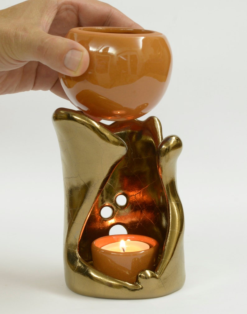 Essential Oil Burner Etera / Bronze Ceramic Aromaterapy Lamp / Christmas Gift image 2