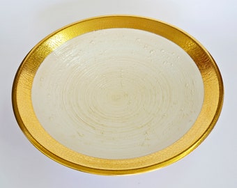 Ceramic Large Fruit Bowl / Handmade Gifts / Gold Centerpieces /  Coffee Table Decor / Hollywood Regency