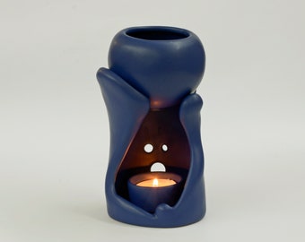 Essential Oil Burner / Etera / Blue Aromaterapy Lamp / Handmade Ceramics / Oil Warmer / Boho Ambience