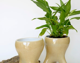 Set of 2 Ceramic Planters / Unique Orchid Pot / Wabi Sabi Plant Pots / Handmade Planters