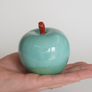 Coffee Table Decor Turquoise Apple Unique Wedding or Anniversary Gifts Modern Home Decor Handmade Ceramics image 2