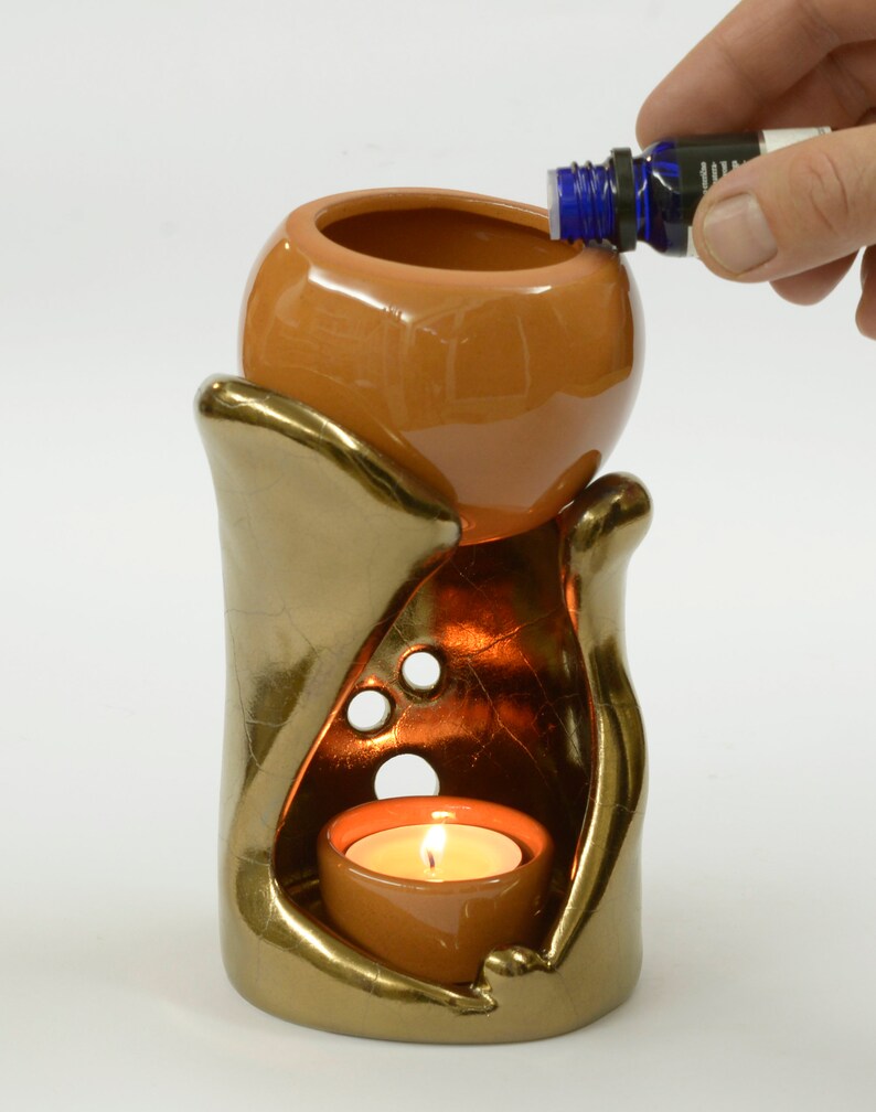 Essential Oil Burner Etera / Bronze Ceramic Aromaterapy Lamp / Christmas Gift image 3