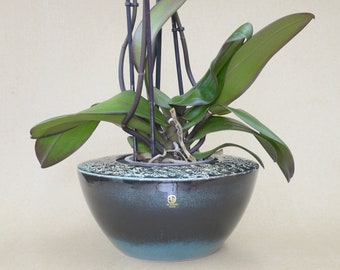 Ikebana Vase / Large Ceramic Bowl / Unique Orchid Pot / Plant Pot / Handmade Planter / Turquoise Ceramic