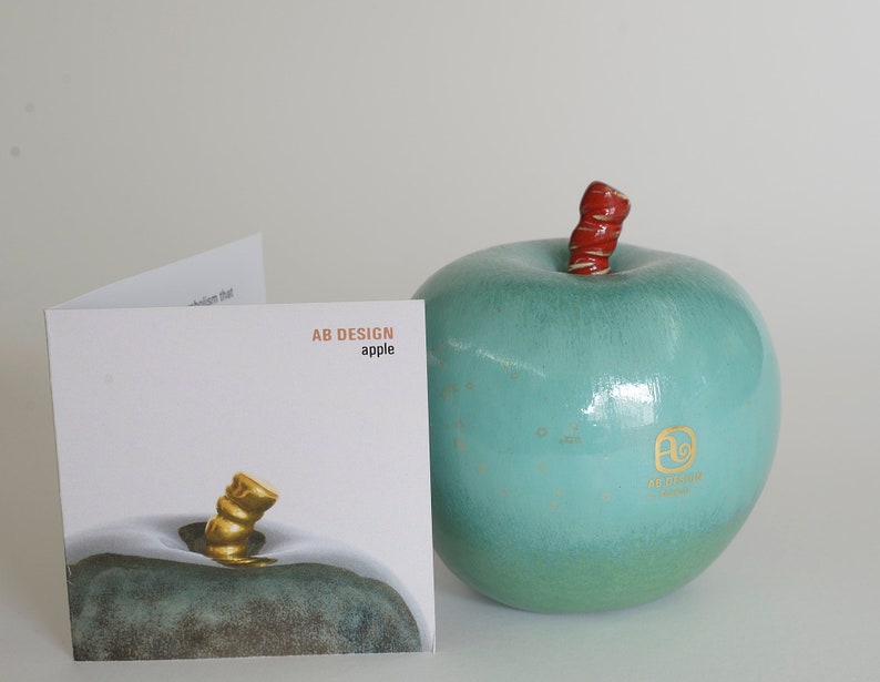 Coffee Table Decor Turquoise Apple Unique Wedding or Anniversary Gifts Modern Home Decor Handmade Ceramics image 7