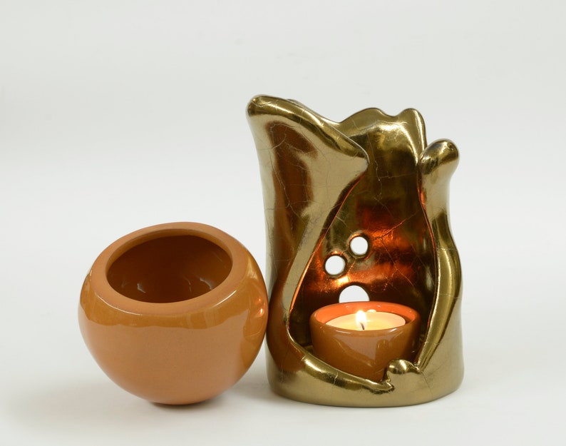 Essential Oil Burner Etera / Bronze Ceramic Aromaterapy Lamp / Christmas Gift image 7