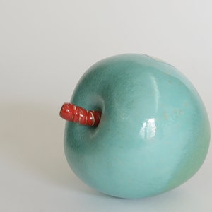 Coffee Table Decor Turquoise Apple Unique Wedding or Anniversary Gifts Modern Home Decor Handmade Ceramics image 5