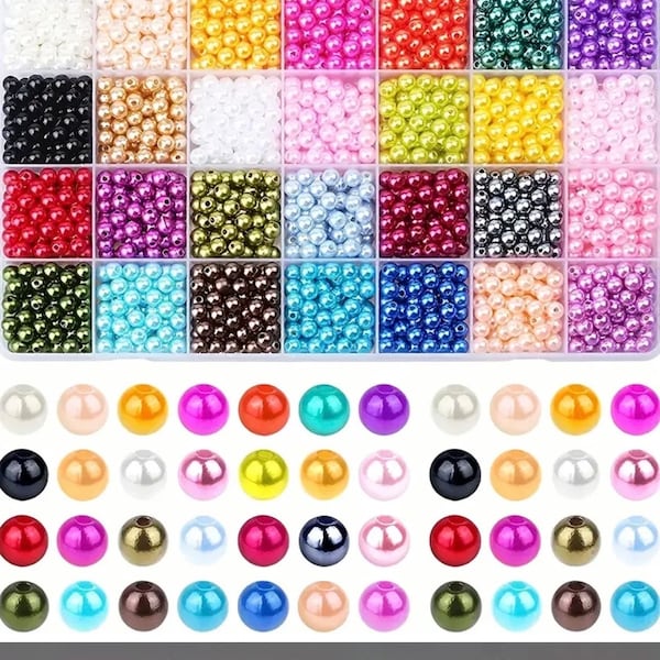 1960pcs, 28 colors of 6mm imitation loose pearl beads kit for DIY jewelry/crafting projects