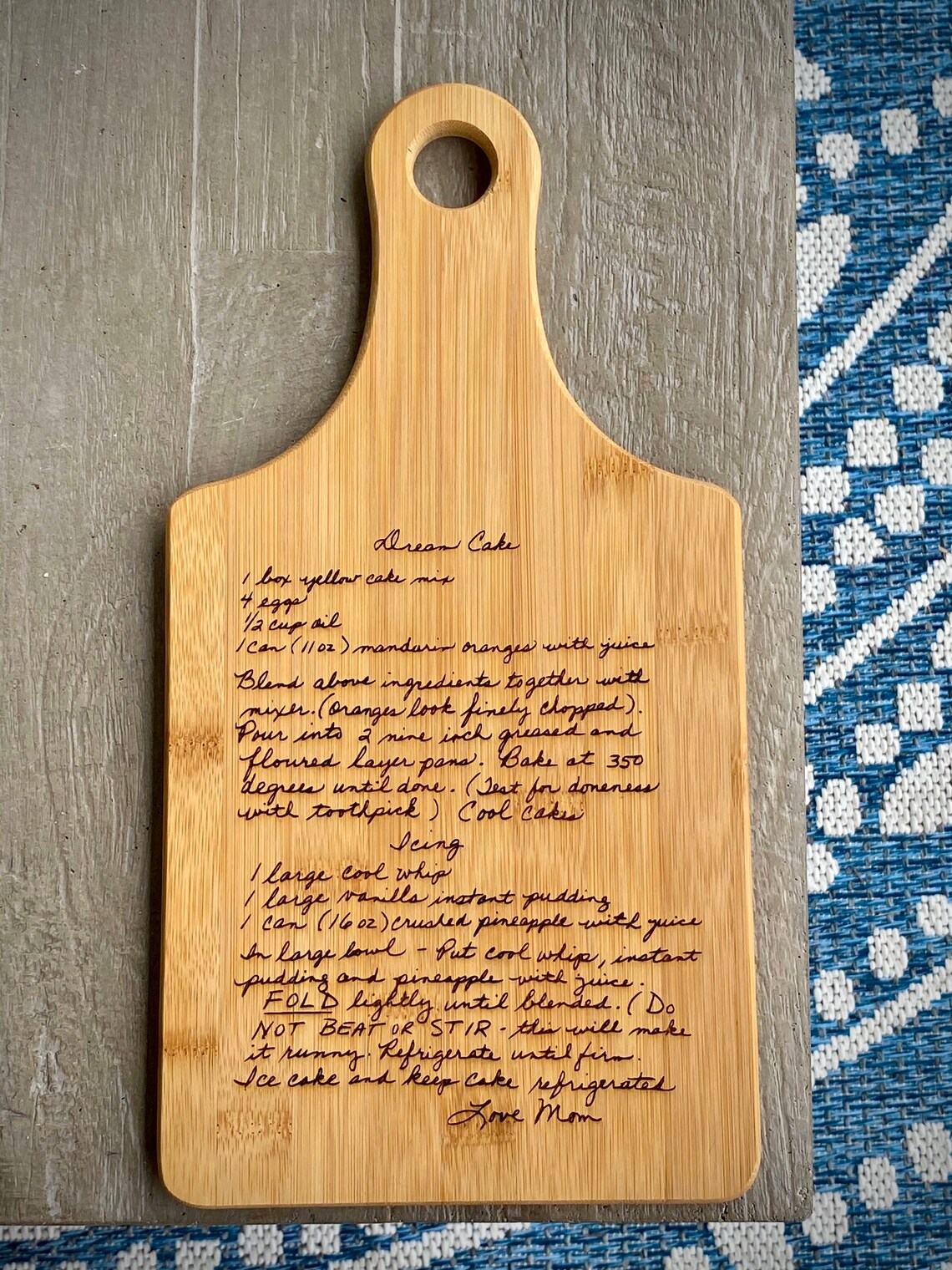 Custom handwritten laser engraved recipe cutting board Etsy