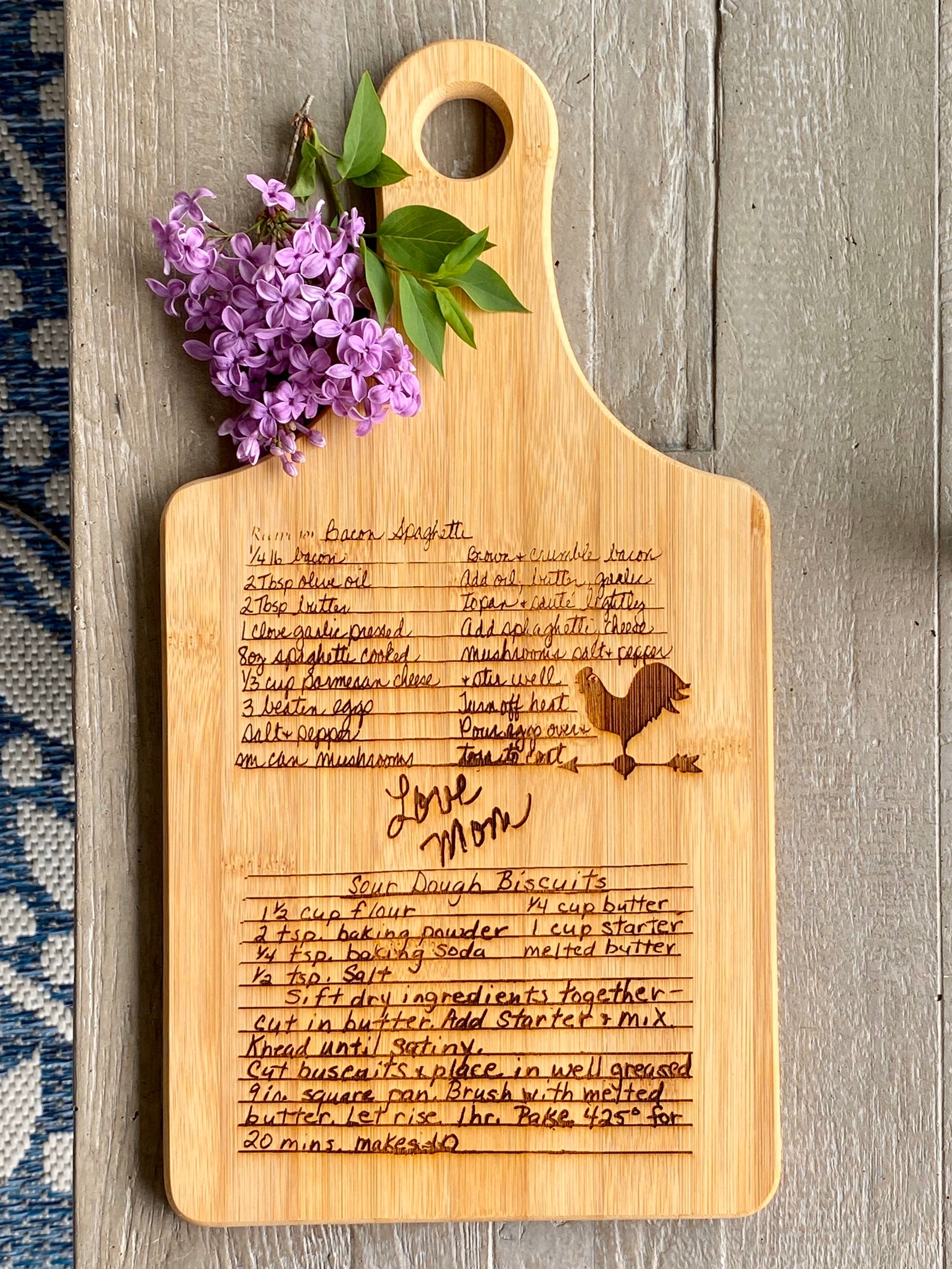 Custom handwritten laser engraved recipe cutting board Etsy