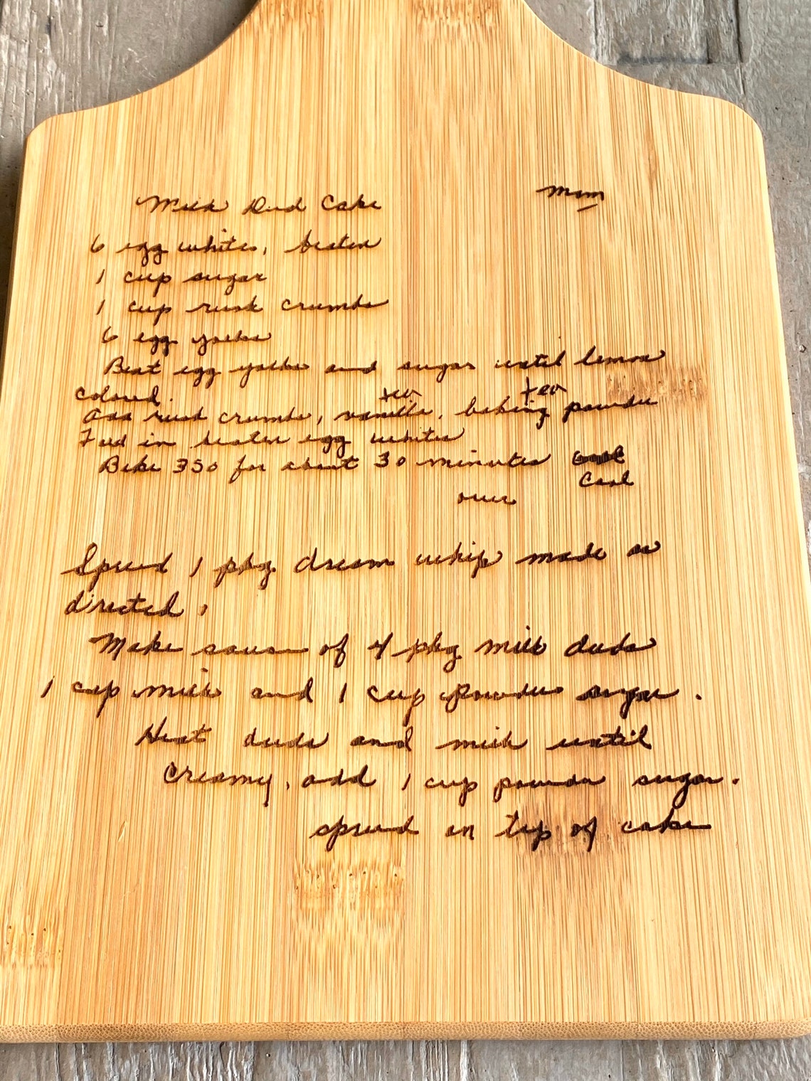 Custom handwritten laser engraved recipe cutting board Etsy