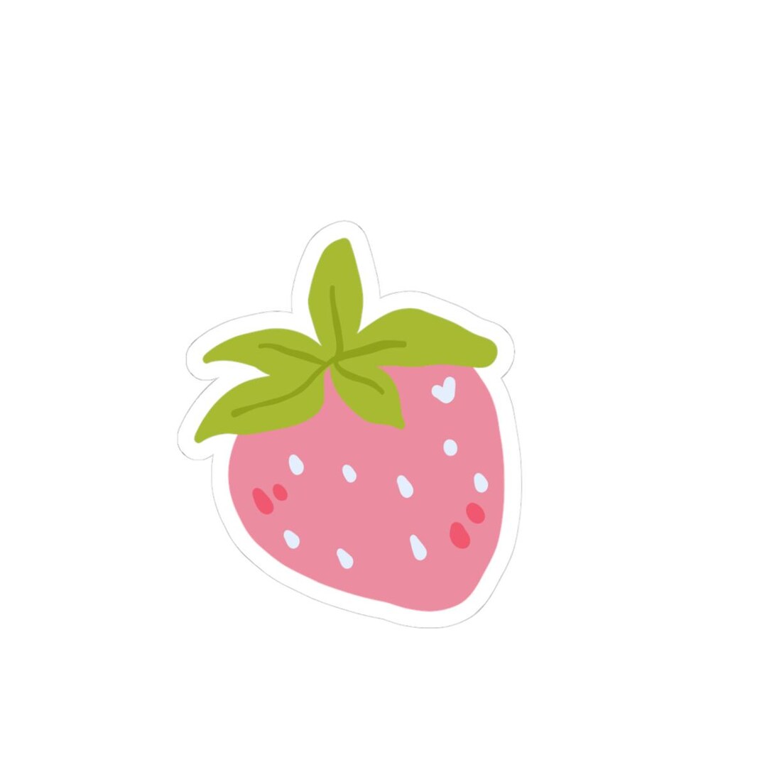 Cute Pink Strawberry Sticker | Kiss-cut Vinyl Sticker - Etsy