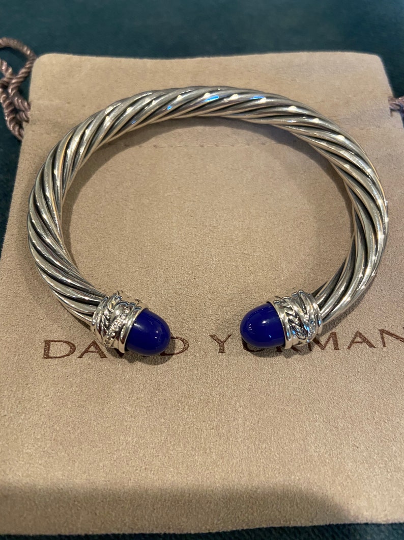 David Yurman 7mm Lapis Lazuli & Diamond Crossover Bracelet | Etsy