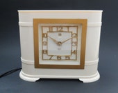 Beautiful Vintage English Art Deco Ivory Bakelite Smiths-Setric Mains Electric Clock. 1930s VGC Working. 220-250v