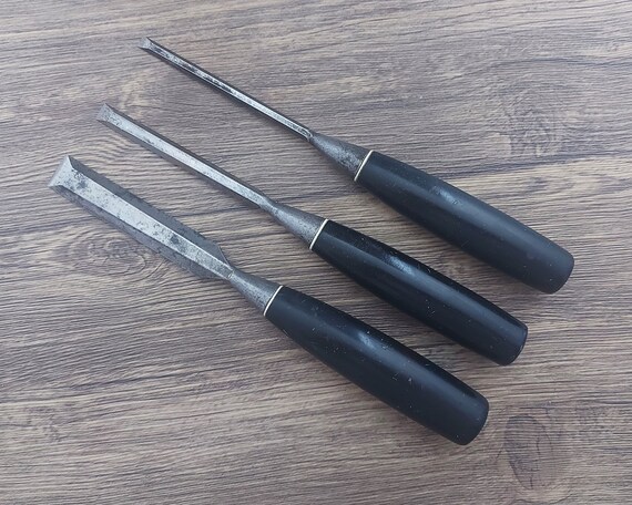 Good Quality Vintage Set of 3 Stanley 5001 Bevel Edge Wood Chisels