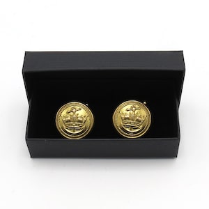 Vintage British Merchant Navy Button Chain Link Cufflinks – 23mm