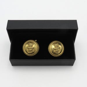Vintage WW2 Royal Navy Officer&#39;s Button Chain Link Cufflinks – 23.5mm