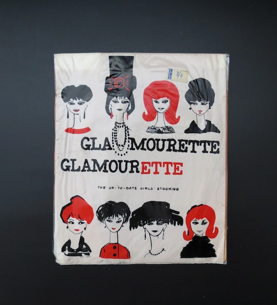 Vintage 1960s 'Glamourette' Italian Made Nylon Bas Taille 10,5 Non