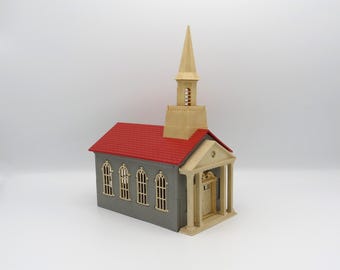 Vintage 1950s Kleeware ‘Littletown’ Illuminated Church Model – Ideal Christmas Decoration