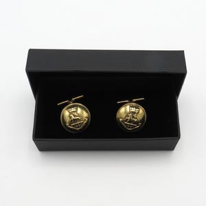 Vintage WW2 Period Queen&#39;s Royal Regiment (West Surrey) British Army Button Chain Link Cufflinks – 19mm