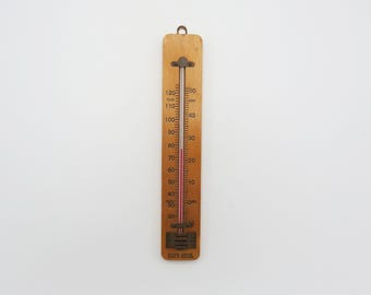 Vintage G. H. Zeal, London Wooden Wall-Mounted Room Thermometer - Fahrenheit & Celsius - VGC
