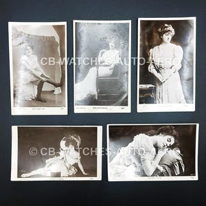 5 cartes postales avec photo réelle d'artistes de music-hall du théâtre édouardien antique – 2 x frêne, maçon, émeri, vert