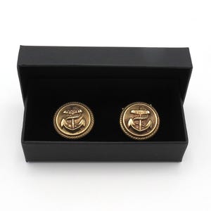 Antique British Merchant Navy Button Chain Link Cufflinks – 23mm