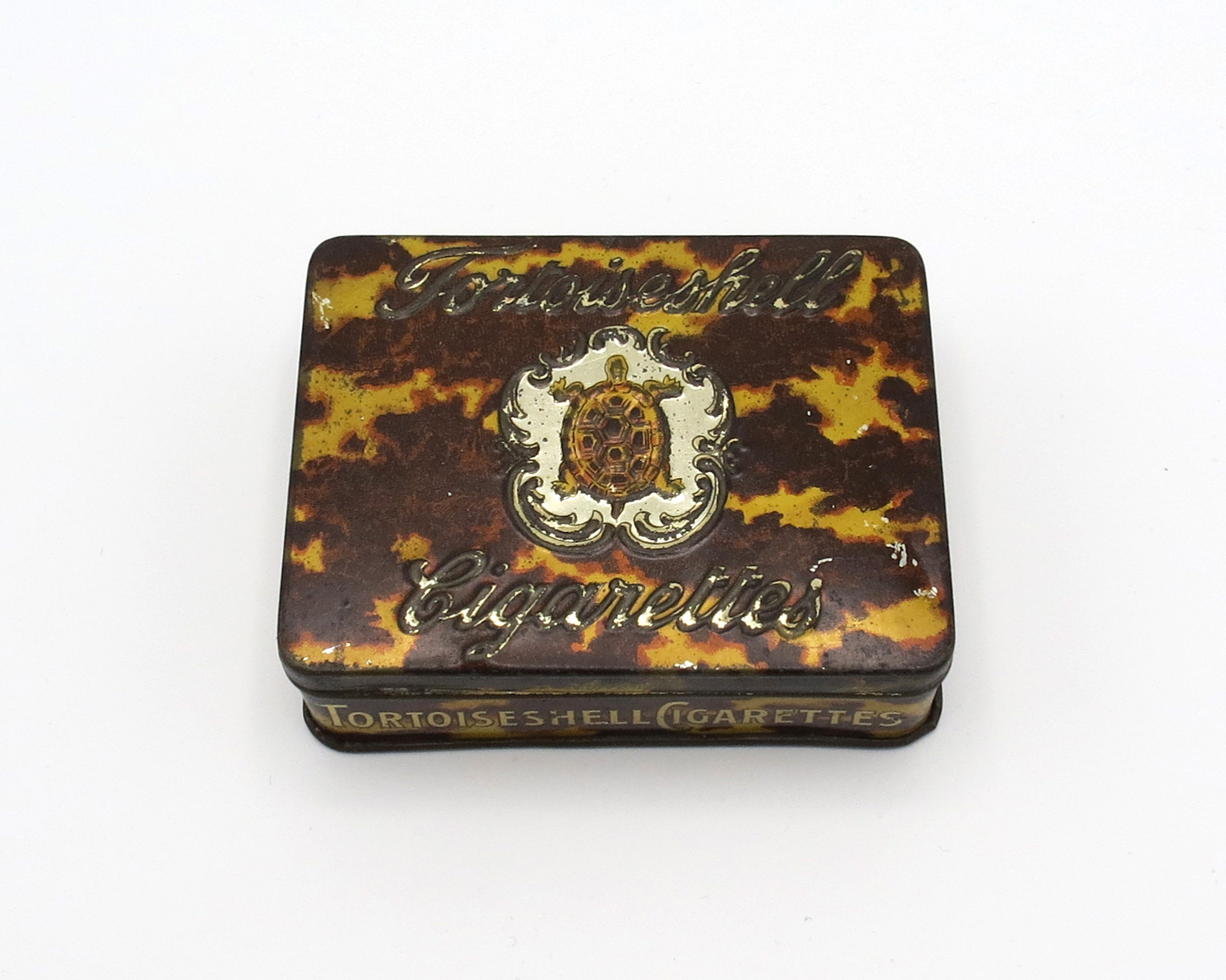 antique tortoise shell cigarette case Faux with 9k Gold Monogram as is tortoise cigarette case Proantic: Art
