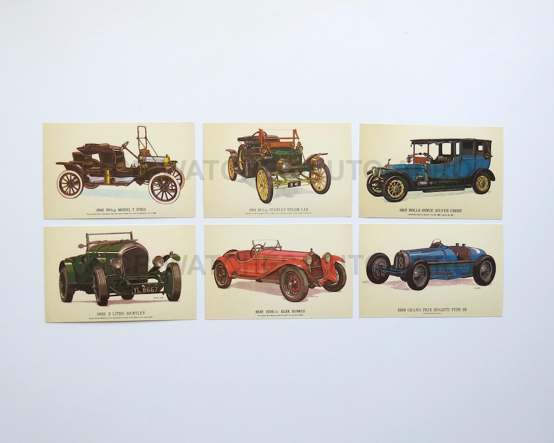 Set of 6 Vintage Car Postcards - ‘collectors Reproductions’ Series by ...
