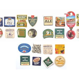 8 x Vintage Beer Mats (3 Lots Available, Sold Individually) – Various Designs  - Home Bar & Man Cave Decor!