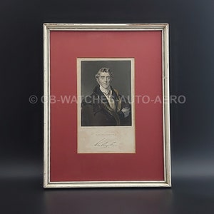 Antieke 1829 11&quot; x 8,5&quot; ingelijste gravure van de hertog van Wellington. Naar Sir Thomas Lawrence. Pub. door Fisher and Son & Co.