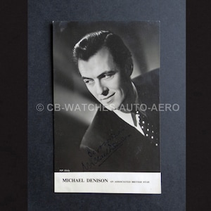 Véritable carte postale vintage des années 50 avec Michael Denison, vraie photo dédicacée par la star de cinéma - Angels One Five - livraison gratuite au Royaume-Uni