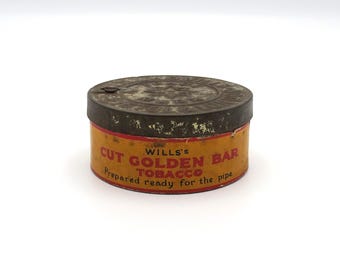 Scarce Attractive Antique 'log Cabin' Flaked Gold Leaf Tobacco Tin by W.D.  & H.O. Wills (australia) Ltd. C.1915 - FREE UK DELIVERY